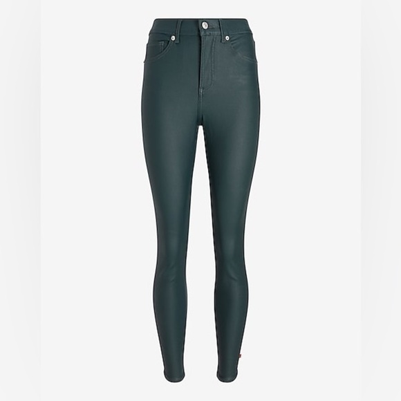 Express Forest green Coated Skinny Pants sz 00R - Picture 5 of 16